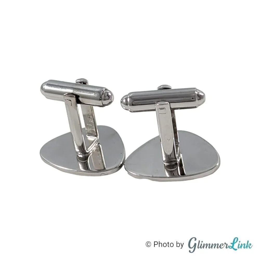 Vintage Shields Fifth Avenue Modernist Triangle Etched Silver Tone Cufflinks